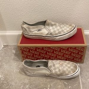 Green checkered slip on vans